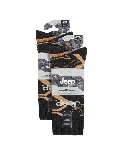 Jeep Black 6 Pairs Camo Cotton Boot Socks for men