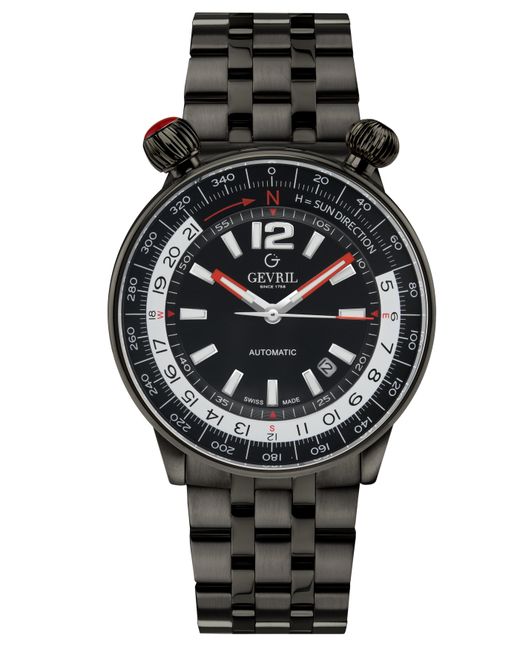 Gevril Gray Wallabout Swiss Automatic Dial Pvd Watch for men