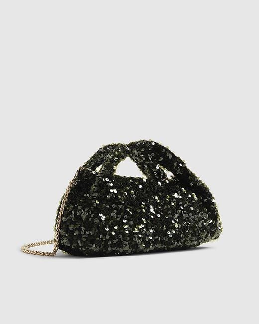 River Island Black Clutch Bag Sequin Grab
