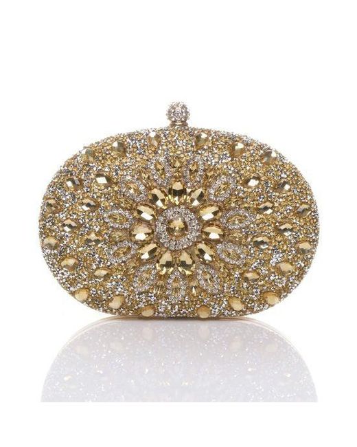 SVNX Metallic Oval Diamante Embellished Clutch Bag