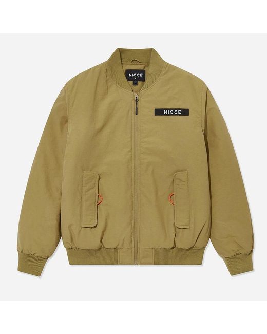 Nicce London Green Nice Long Sleeve Zip Up Light Meru Bomber Jacket 211 1 01 10 0336 Cotton for men