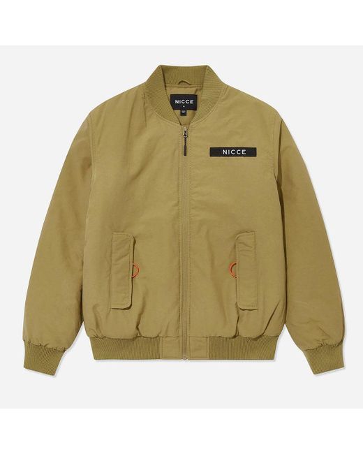 Nicce London Green Nice Long Sleeve Zip Up Light Meru Bomber Jacket 211 1 01 10 0336 Cotton for men