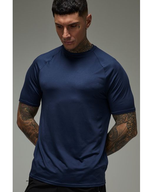 BoohooMAN Blue Tall Active Lightweight Essentials Gym Regular Fit Raglan T-Shirt for men