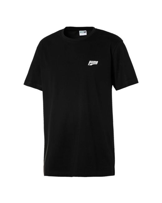PUMA Black Multiple Logo Graphic T-Shirt Top 578158 01 Cotton for men