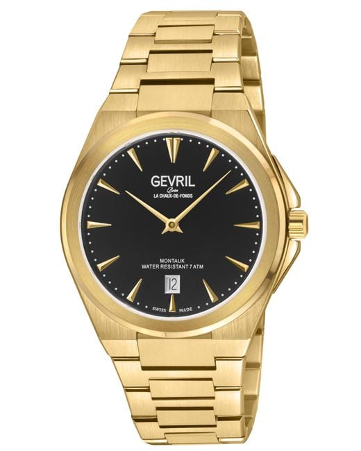 Gevril Metallic Montauk 'S316L Stainless Steel Ipyg Case, Dial, 316L Bracelet Watch for men