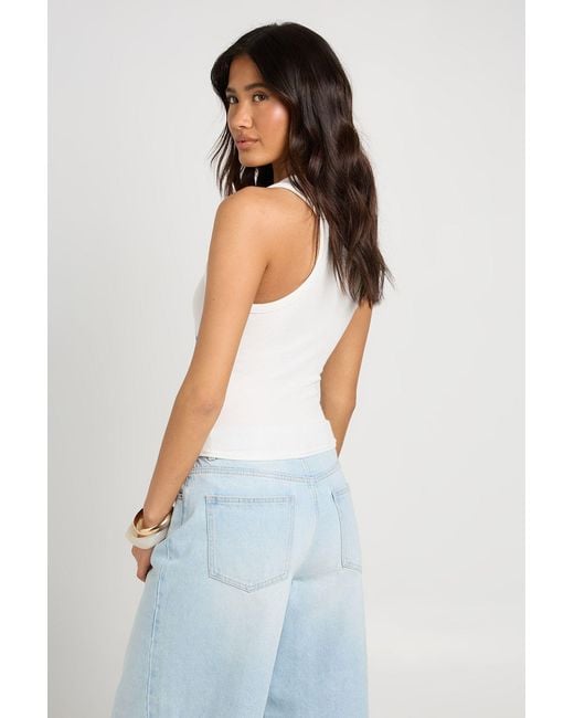 Boohoo Blue Shell Print Ribbed Vest