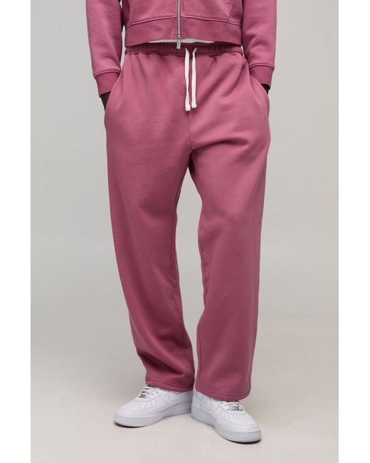 BoohooMAN Pink Essential Washed Baggy Drop Crotch Jogger for men