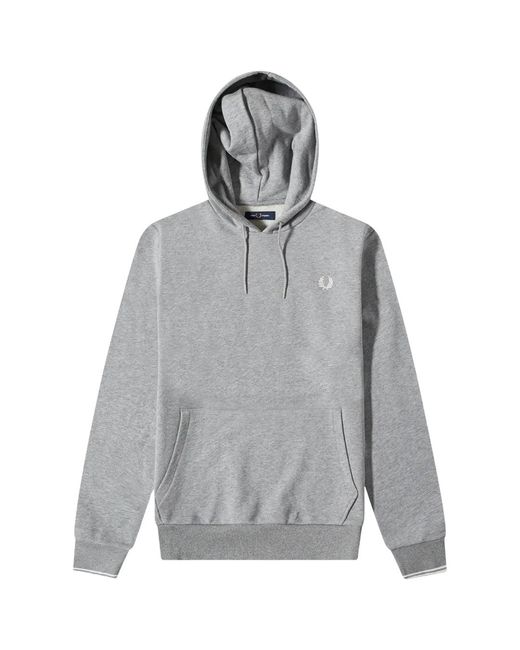 Fred Perry Gray Tipped Marl Hoodie Cotton for men