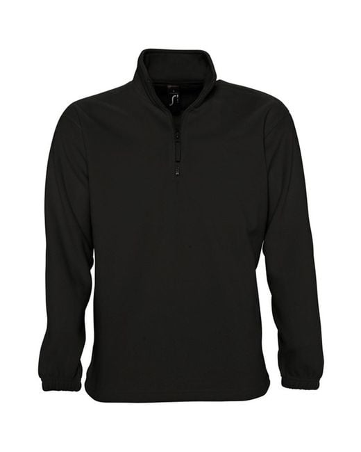 Sol's Black Ness Zip Neck Anti-Pill Fleece Top for men