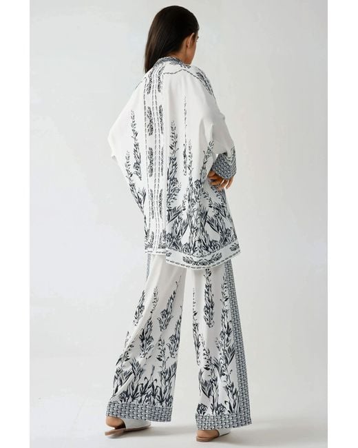 Hiccup Gray Printed Shrt & High Waist Wide Leg Two-Piece Set