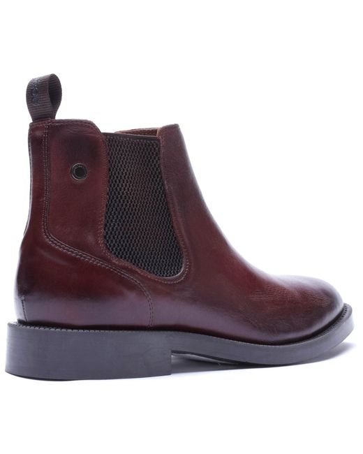 Base London Purple Enzo Leather Washed Chestnut Boots for men