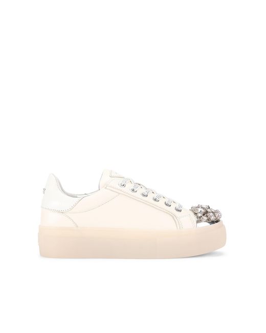 Kurt Geiger Natural Crystal Toecap Cupsole Sneakers