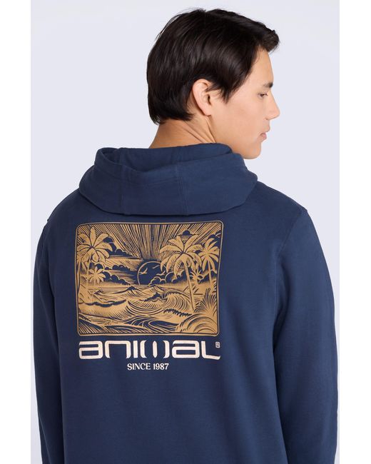 Mountain Warehouse Blue 'River' Hoodie Drawcord Adjustable Hood Cosy Pullover Cotton for men