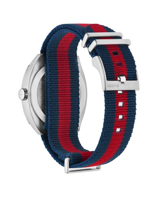 Gucci Ya142304 Gg2570 41Mm Blauw Canvas Horloge in het Blue