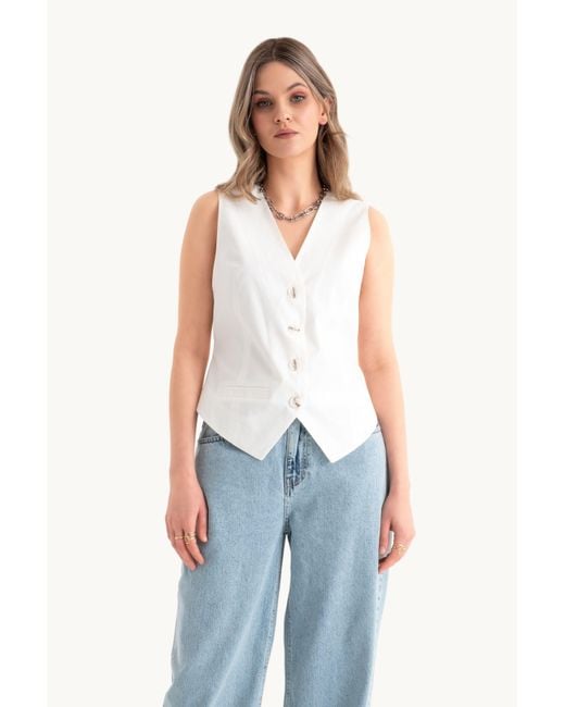 Hiccup Blue V Neck Buttoned Waistcoat