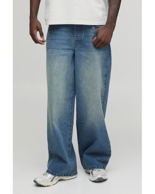 BoohooMAN Blue Basic Baggy Fit Jeans for men