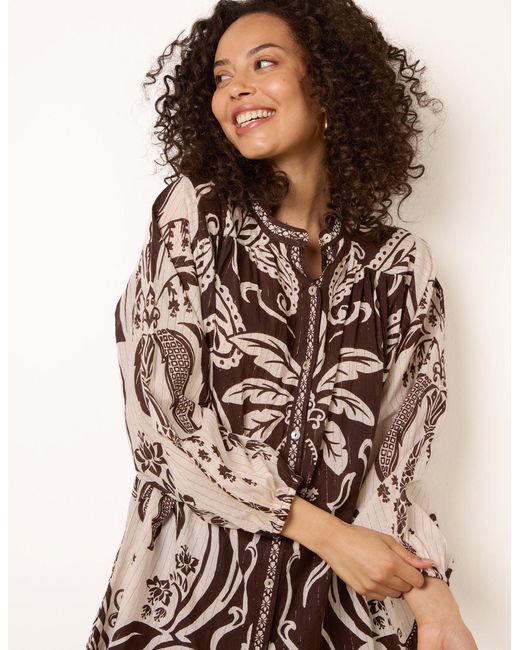 Blue Vanilla Blue Tropical Metallic Oversized Shirt