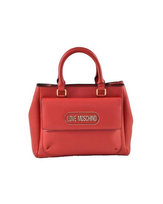Moschino Red Love Plain Handbag With Shoulder Strap