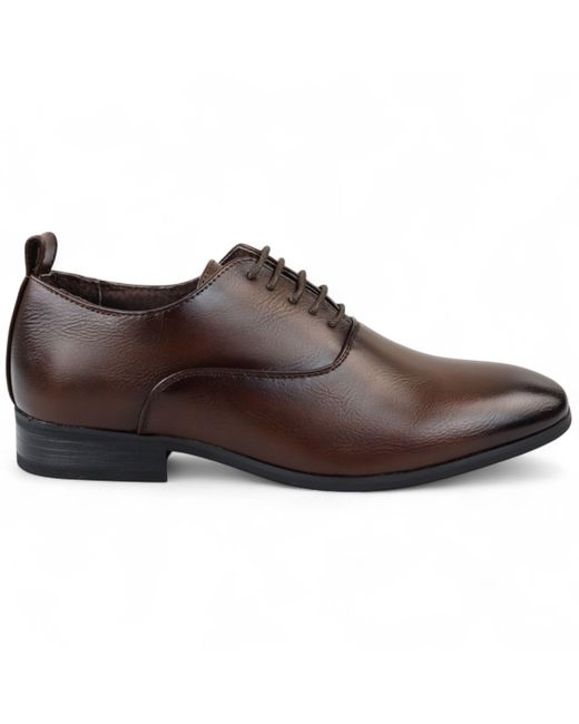 Infinity Leather Brown Classic Lace Up Oxford Derby Shoes Faux Leather for men