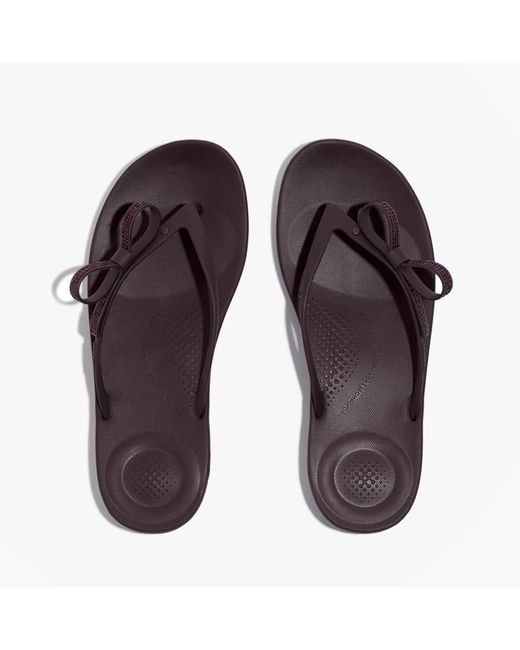 Fitflop Brown Iqushion Glitz-Bow Ladies Flip Flops Plumberry