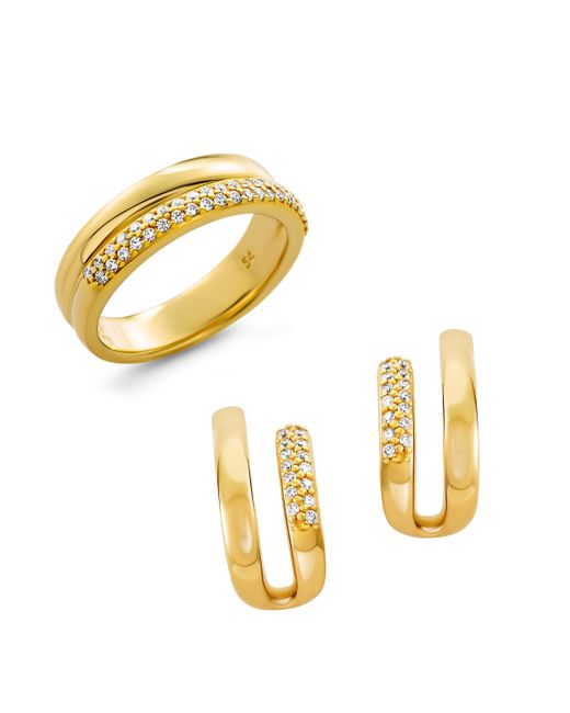 Orphelia Metallic 'Emily' 925 Sterling Set: Earrings + Ring