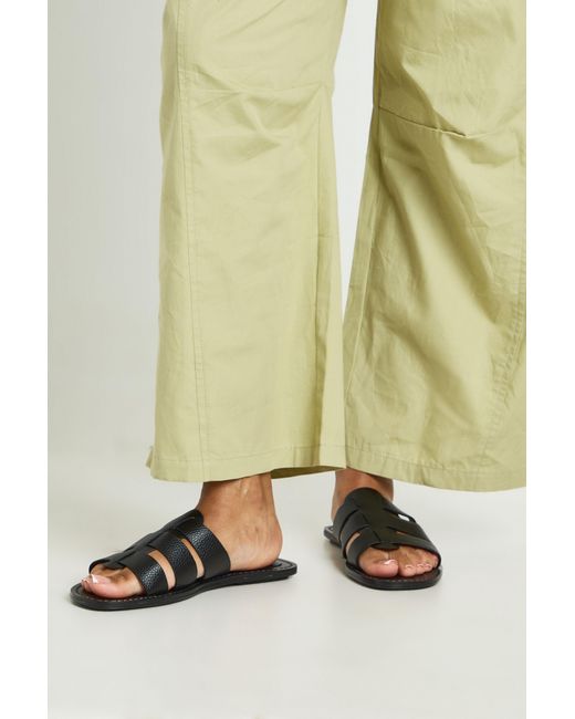Boohoo Green Textured Gladiator Sliders