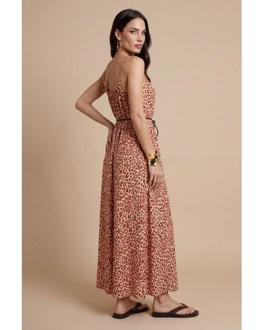 Urban Bliss Pink Animal Metallic Maxi Dress Rust Pattern