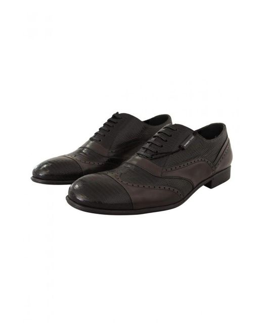 Dolce & Gabbana Black Lizard Skin Leather Oxford Dress Shoes for men