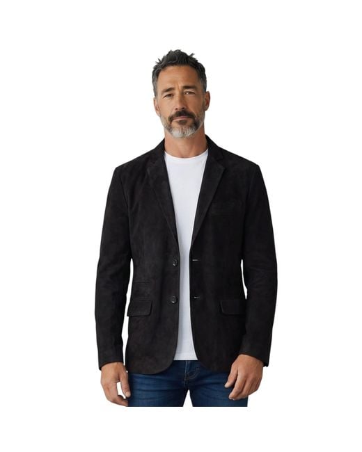 Infinity Leather Black Italian Suede Blazer Jacket for men