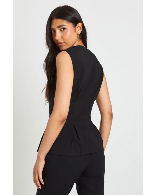Boohoo Black Tall Bengaline Cinched Waist Sleeveless Top
