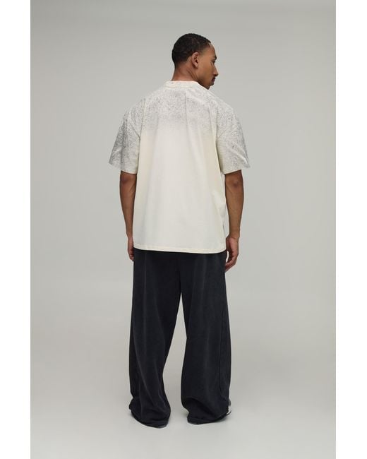 BoohooMAN Natural Oversized Doodle Print Spray Wash T-Shirt Cotton for men