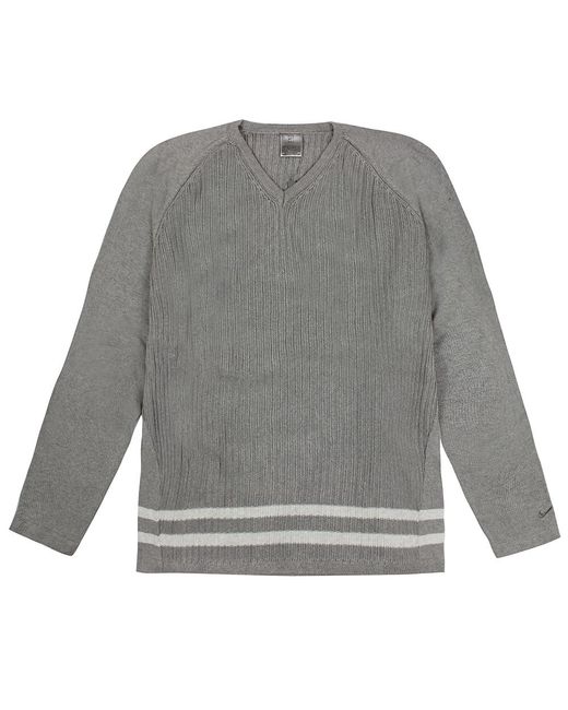 Nike Gray Vintage Tennis V-Neck Knit Sweater for men