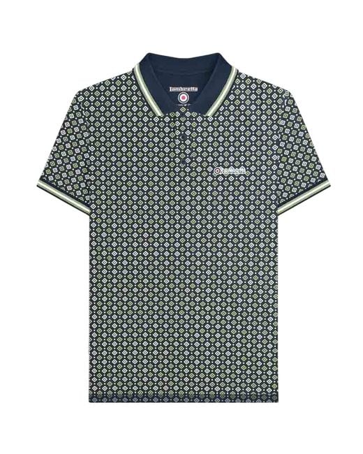 Lambretta Blue Geometric Big & Tall Polo Shirt /Basil) Cotton for men