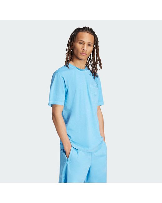 Adidas Originals Blue Trefoil Essentials + Dye Pocket Tee for men