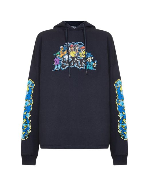 Off-White c/o Virgil Abloh Blue Graff Pupp Long Skate Hoodie Outerspace for men