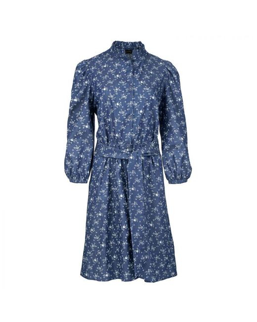 Conquista Blue Floral Long Sleeve Dress