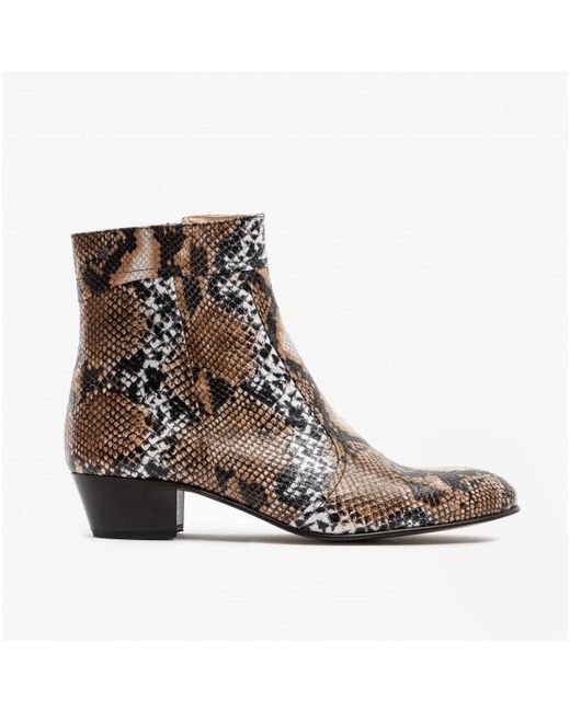 Club Cubano Brown Emmanuel Snakeprint Leather Cuban Heel Boots Hielo for men