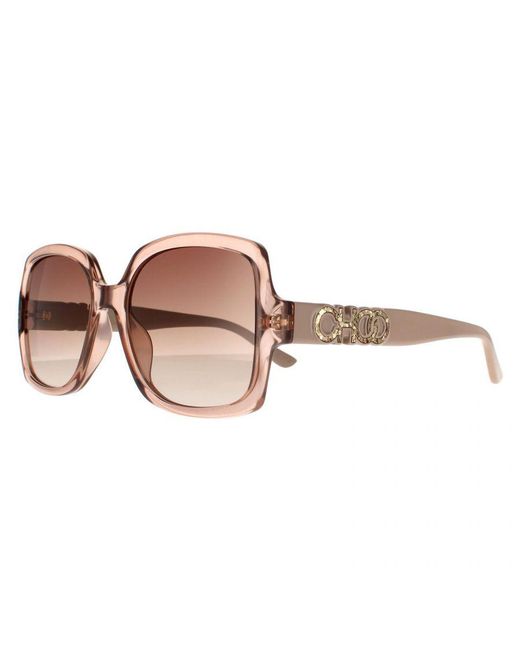 Jimmy Choo Square Crystal Nude Gradient Sunglasses in Brown | Lyst UK