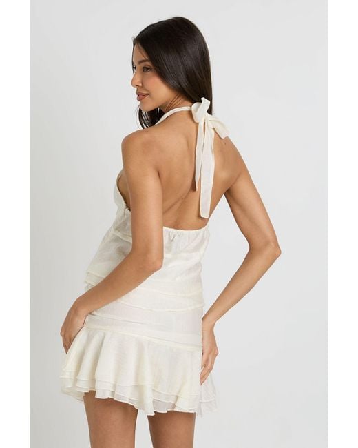 Boohoo White Textured Ruffle Mini Skirt