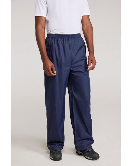 Mountain Warehouse Blue 'Pakka' Waterproof Rain Overtrousers With Pocket Breathable Everyday Pants Polyamide for men