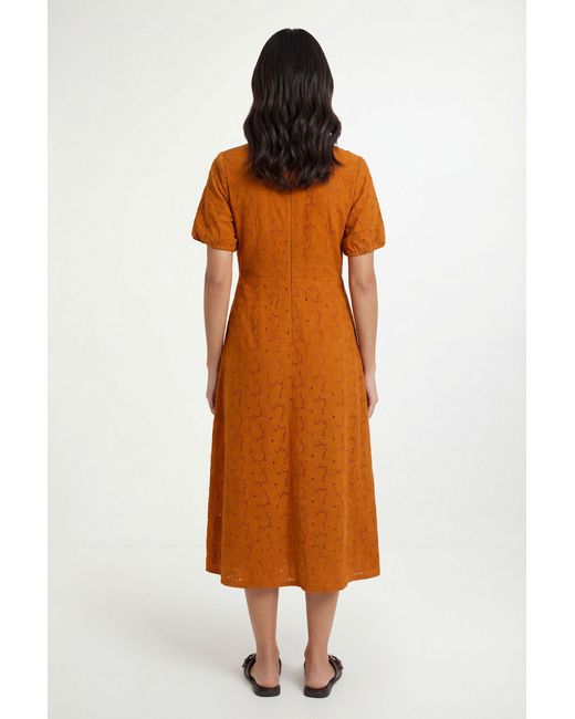 Wallis Orange Summer Broderie Smock Dress
