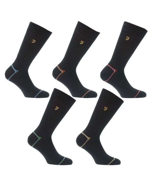 Farah Black Aroda 5 Pack Dress Socks for men