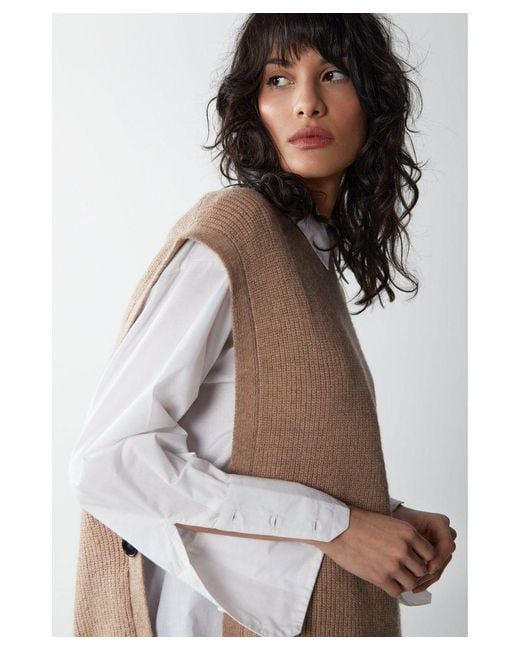 Warehouse Natural Knitted Longline Tunic