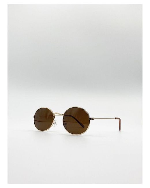 SVNX White Round Metal Frame Sunglasses for men