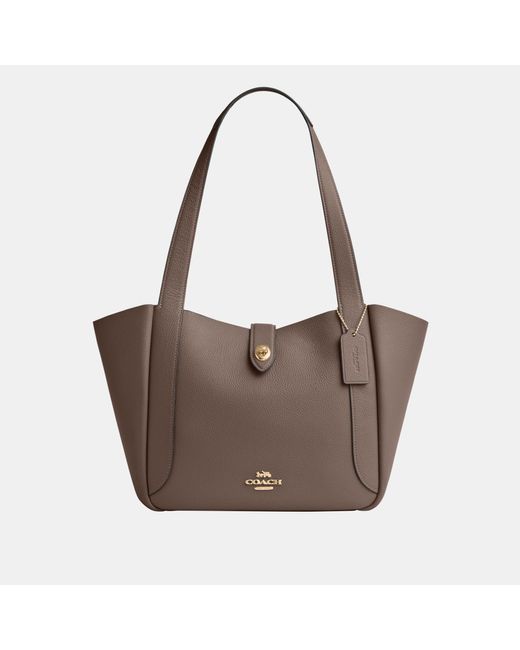 COACH Brown Hadley Turnlock Tote Bag