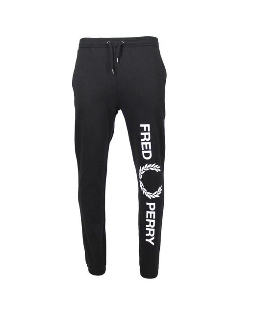 Fred Perry Blue Large Branded Leg Sweatpants for men