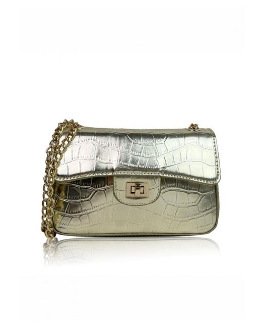Where's That From Metallic 'Calypso' Shoulder Bag With Chain And Buckle Detail