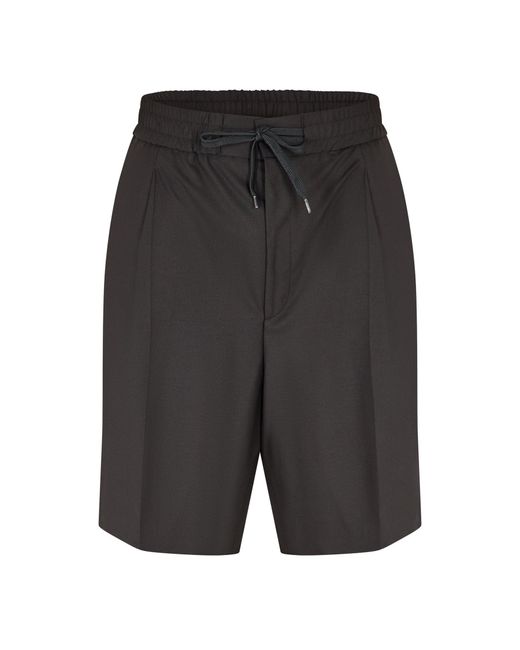 HUGO Black Solid Patterned Shorts With Elasticated Waistband for men