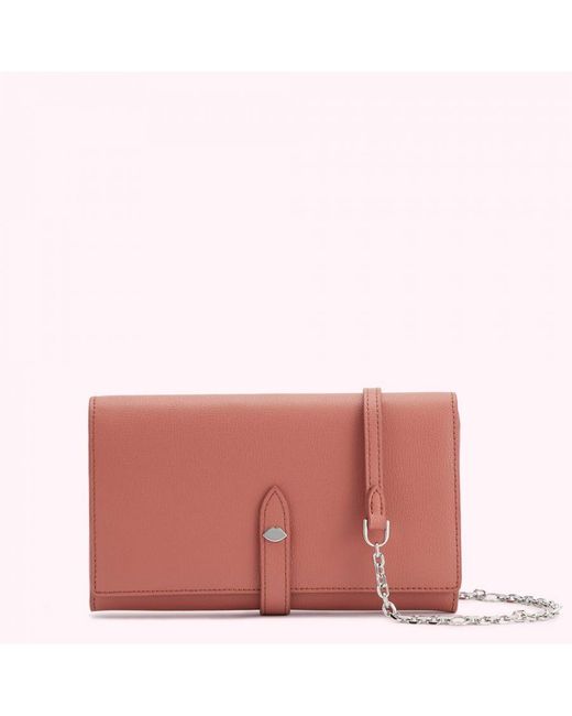 Lulu Guinness Pink Agate Textured Leather Rudy Clutch Bag