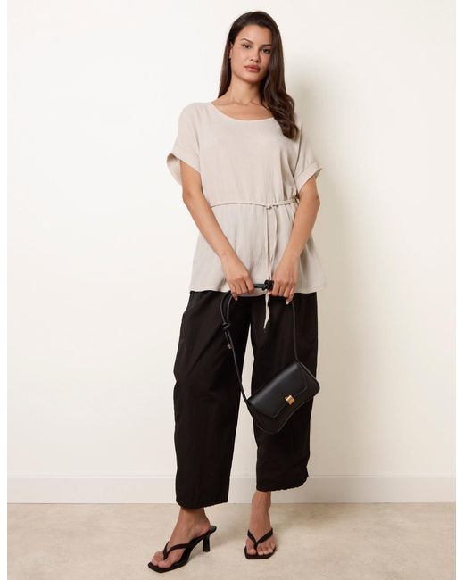 Blue Vanilla Natural Belted Wide Sleeve Top
